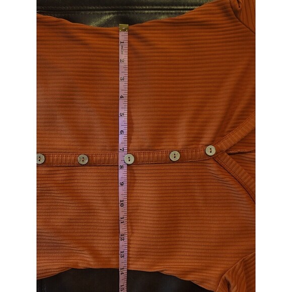 Rust Orange Ribbed Off-Shoulder Bodycon Mini Dress Size Large - Picture 6 of 10